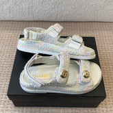 DAD SANDAL IN WHITE MIX COLORFUL FABRIC